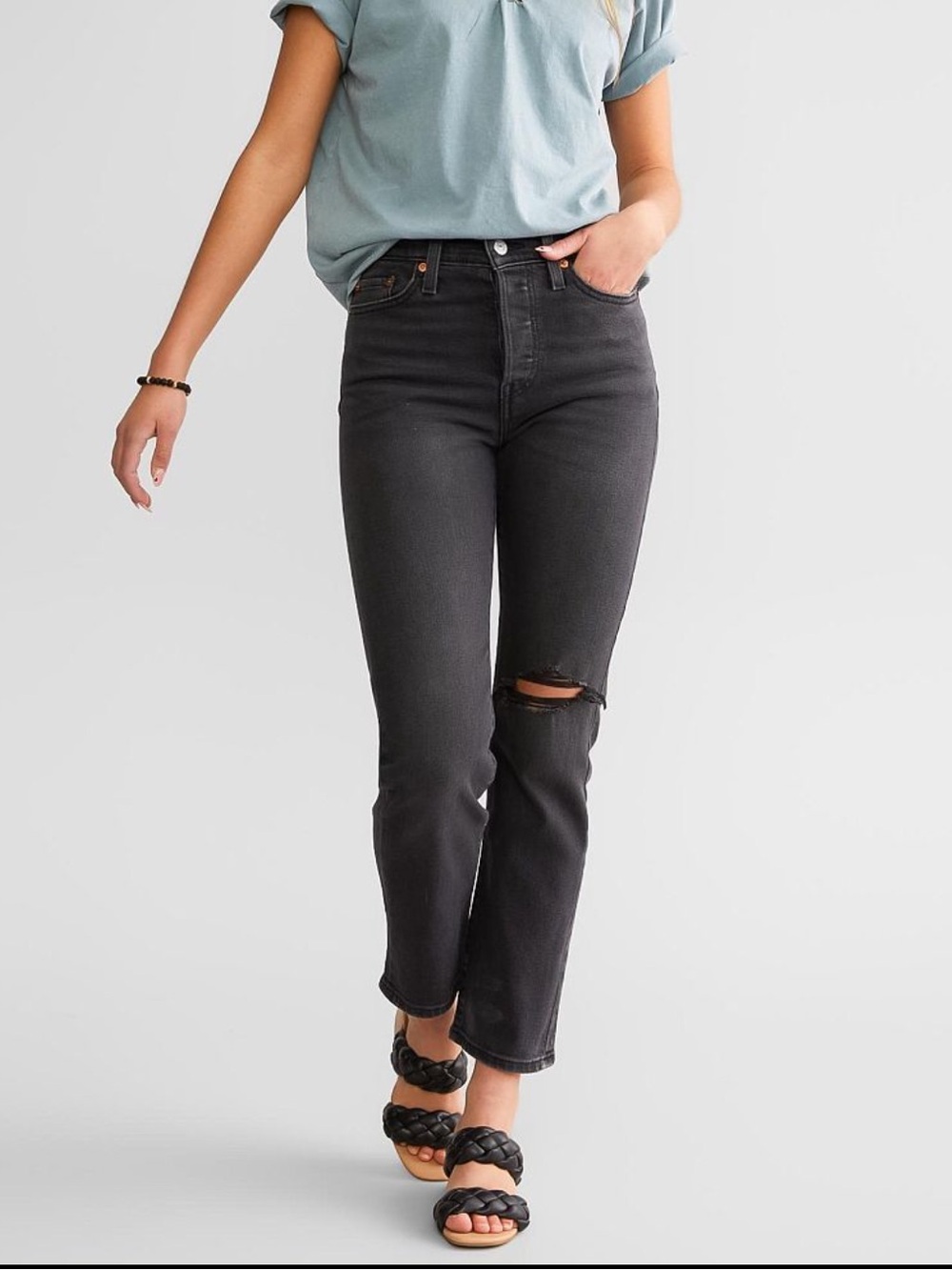 Levi’s Wedgie Straight Distressed Black Jeans – W27 L28